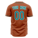 Custom Texas Orange Baseball Jersey (With Teal Color)