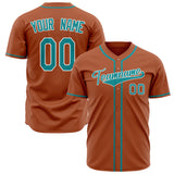 Custom Texas Orange Baseball Jersey (With Teal Color)