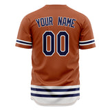 Custom Texas Orange Baseball Jersey (With Navy Double Stripe)