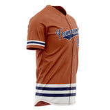 Custom Texas Orange Baseball Jersey (With Navy Double Stripe)