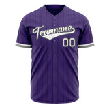 Custom Purple Baseball Jersey (With White Black Pinstripe)