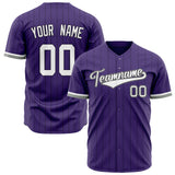 Custom Purple Baseball Jersey (With White Black Pinstripe)