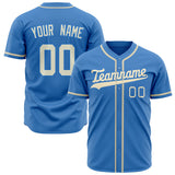 Custom Electric Blue Baseball Jersey (With Cream Color)