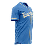 Custom Electric Blue Baseball Jersey (With Cream Color)