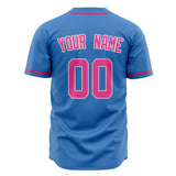 Custom Electric Blue Baseball Jersey (With Pink Color)