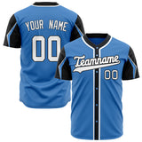 Custom Electric Blue Baseball Jersey (With White 3 Colors Arm Shapes)