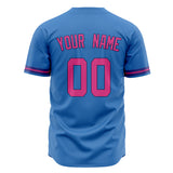 Custom Electric Blue Baseball Jersey (With Pink Color)