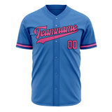 Custom Electric Blue Baseball Jersey (With Pink Color)