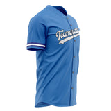 Custom Electric Blue Baseball Jersey (With White Color)