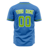 Custom Electric Blue Baseball Jersey (With Neon Green Color)