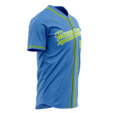 Custom Electric Blue Baseball Jersey (With Neon Green Color)