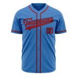 Custom Electric Blue Baseball Jersey (With Red Color)