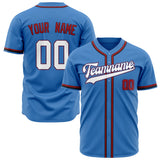 Custom Electric Blue Baseball Jersey (With White Color)