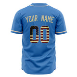 Custom Electric Blue Baseball Jersey (With Cream Vintage USA Flag)