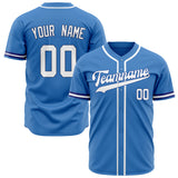 Custom Electric Blue Baseball Jersey (With White Color)