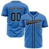 Custom Electric Blue Baseball Jersey (With Black Color)