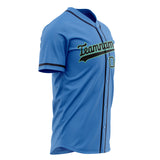 Custom Electric Blue Baseball Jersey (With Black Color)