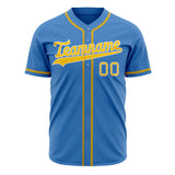 Custom Electric Blue Baseball Jersey (With Old Gold Color)