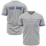 Custom Gray Baseball Jersey (With Royal Color)