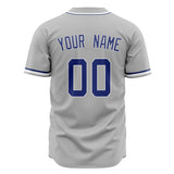 Custom Gray Baseball Jersey (With Royal Color)