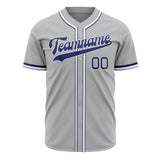 Custom Gray Baseball Jersey (With Royal Color)