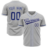 Custom Gray Baseball Jersey (With Royal Color)