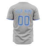 Custom Gray Baseball Jersey (With Light Blue Color)