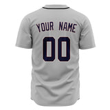 Custom Gray Baseball Jersey (With Navy Color)