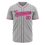 Custom Gray Baseball Jersey (With Pink Steel Gray Pinstripe)