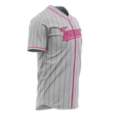 Custom Gray Baseball Jersey (With Pink Steel Gray Pinstripe)