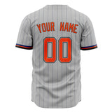 Custom Gray Baseball Jersey (With Orange Steel Gray Pinstripe)