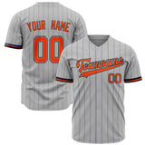 Custom Gray Baseball Jersey (With Orange Steel Gray Pinstripe)