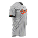 Custom Gray Baseball Jersey (With Orange Steel Gray Pinstripe)