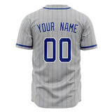 Custom Gray Baseball Jersey (With Royal Light Blue Pinstripe)