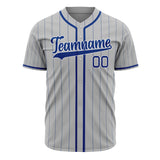 Custom Gray Baseball Jersey (With Royal Light Blue Pinstripe)