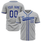 Custom Gray Baseball Jersey (With Royal Light Blue Pinstripe)