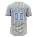 Custom Gray Baseball Jersey (With Light Blue White Pinstripe)