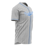 Custom Gray Baseball Jersey (With Light Blue White Pinstripe)