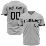 Custom Gray Baseball Jersey (With Black Color)