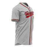 Custom Gray Baseball Jersey (With Crimson Color)