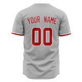 Custom Gray Baseball Jersey (With Red Color)