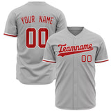 Custom Gray Baseball Jersey (With Red Color)