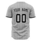 Custom Gray Baseball Jersey (With Black Black Pinstripe)