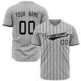 Custom Gray Baseball Jersey (With Black Black Pinstripe)