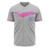 Custom Gray Baseball Jersey (With Pink Color)