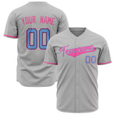 Custom Gray Baseball Jersey (With Pink Color)