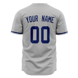 Custom Gray Baseball Jersey (With Royal Color)