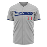 Custom Gray Baseball Jersey (With Royal Color)