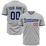 Custom Gray Baseball Jersey (With Royal Color)