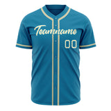 Custom Panther Blue Baseball Jersey (With Cream Color)